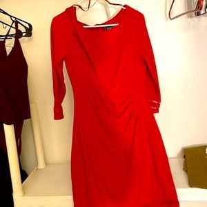 Red dress below the knee